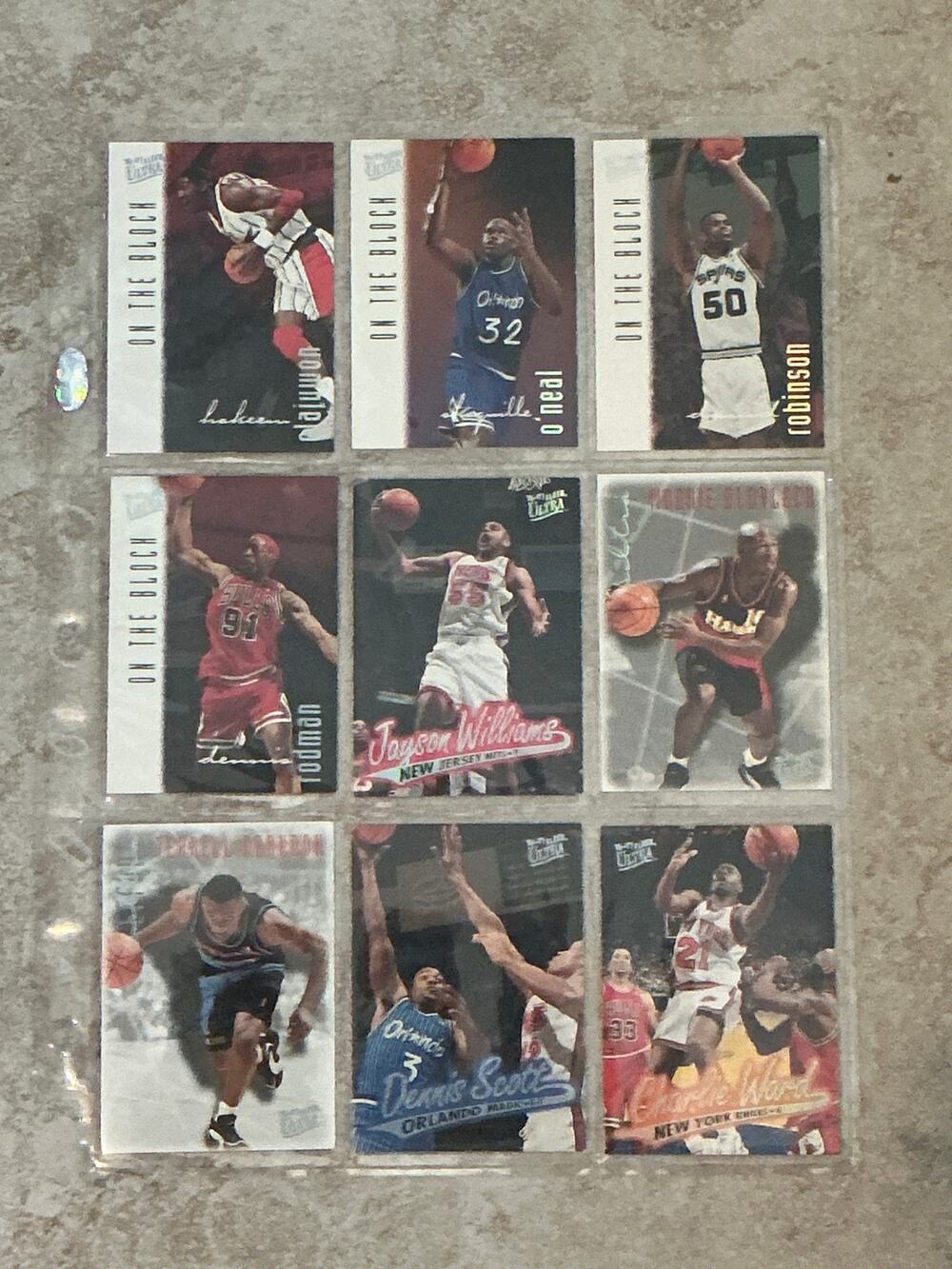 9 fleer ultra basketball card lot with sleeve
